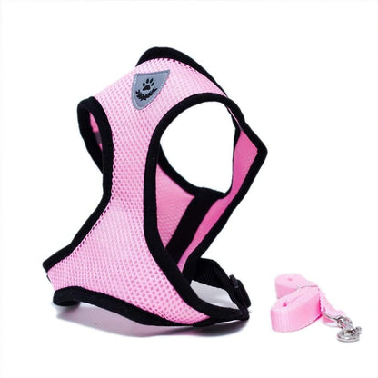 Harnais Petit Chien - DogHarnessLeadLeash™ - Rose - Mon Chien Balade