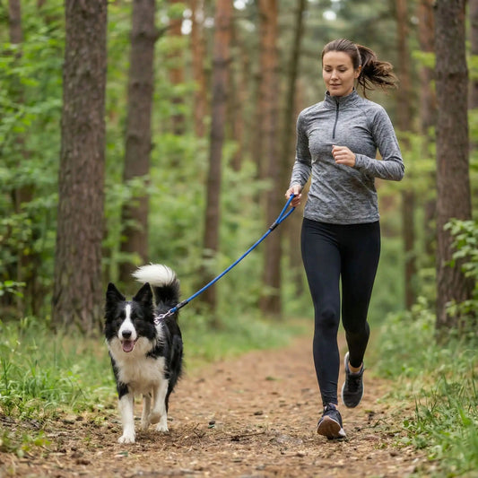 laisse corde pour chien femme courant avec chien